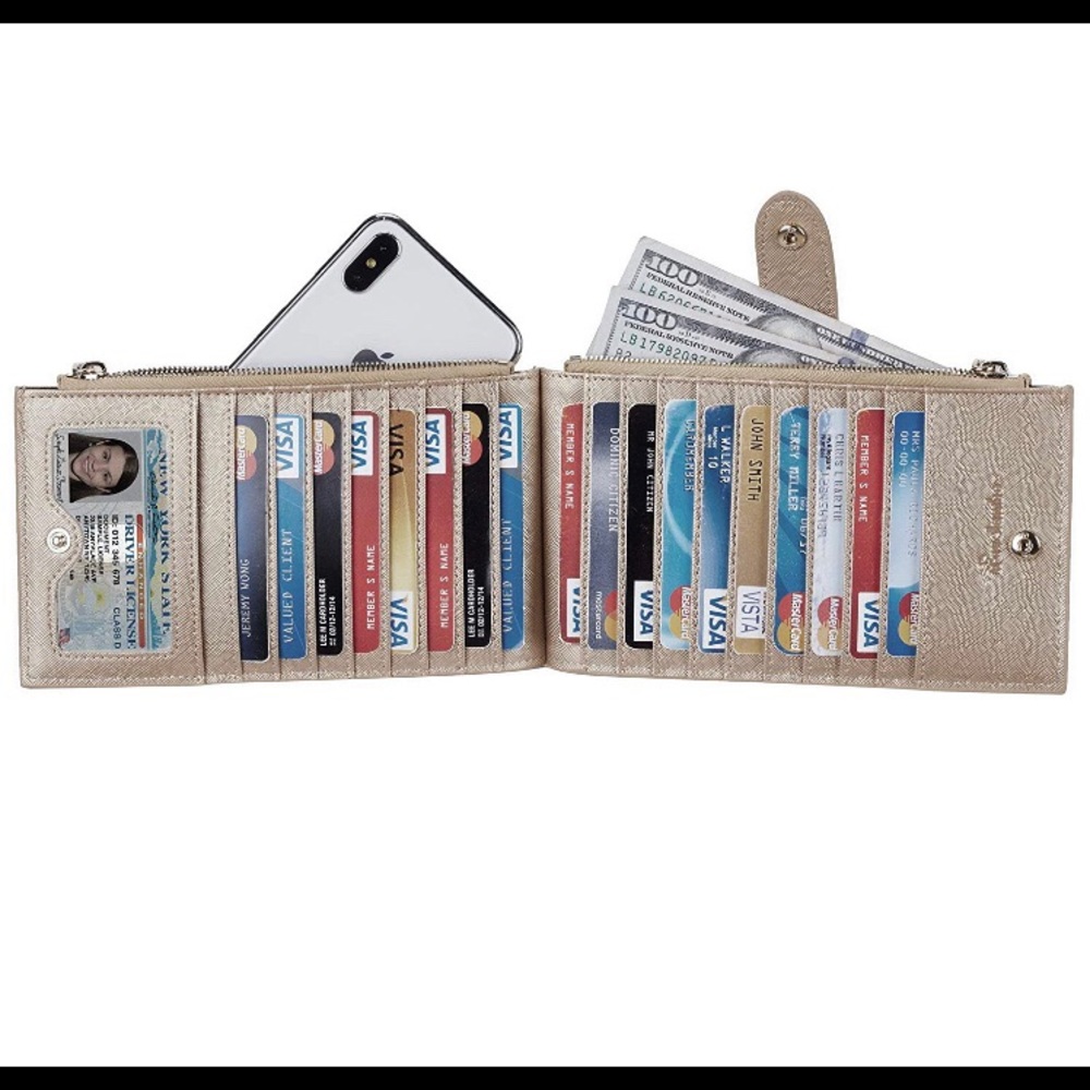 Women’s RFID Bifold Multi Card Wallet with zipper